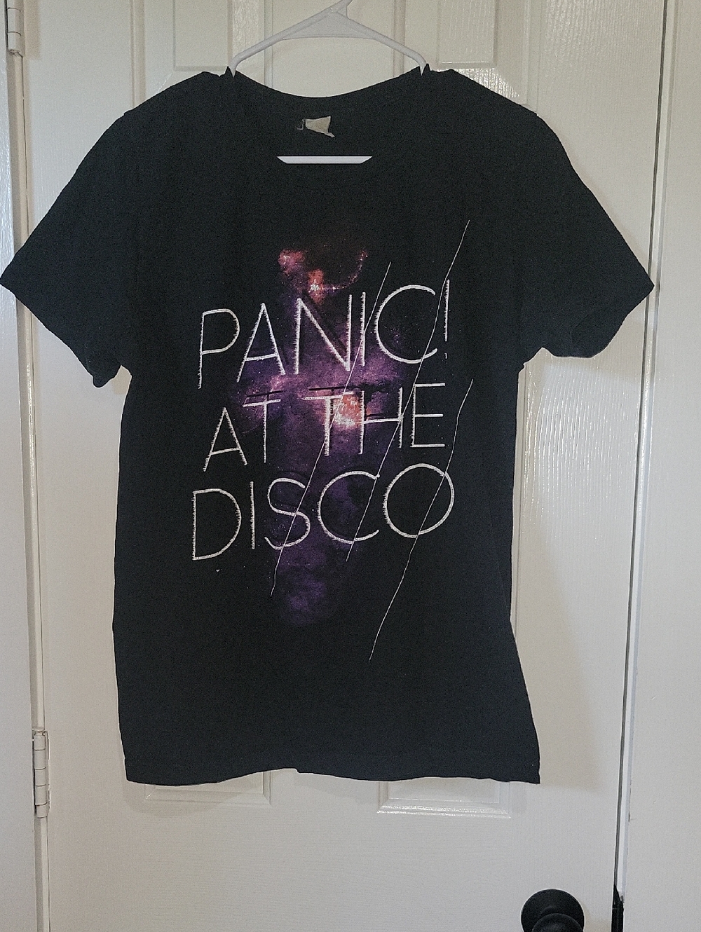 Panic! At The Disco Black Graphic Tee with Purple Galaxy Print